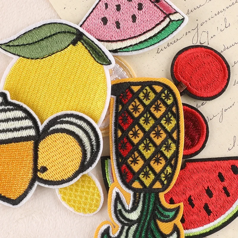 FZdiy Patches for Clothing Lovely Fruit Pineapple Lemon Watermelon Thermoadhesive Patch Iron on Patches Embroidery Applique