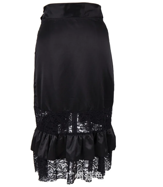 European and American  Style Fashion Women Large Size Black Lace Skirt Punk Rock Gothic Skirt