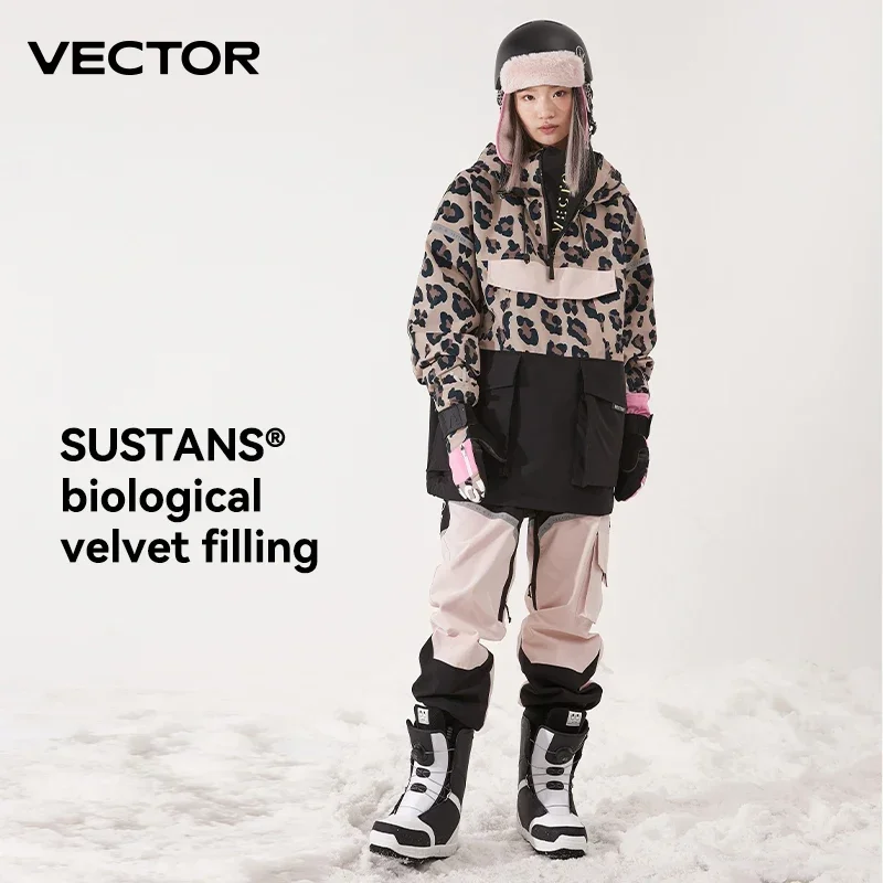 VECTOR Ski Suit Set Women Man Winter Women Jackets and Pants Warm Waterproof Women Jackets Pants Outdoor Ski Bike Camping