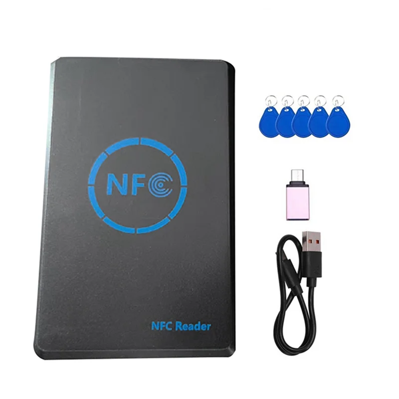 ABGI-5-Band NFC قارئ الشرائح الذكية/الكاتب + 5XUID المفاتيح 125K 13.56M HID العلامة استنساخ ناسخة الناسخ ID IC المفاتيح مفتاح نسخة