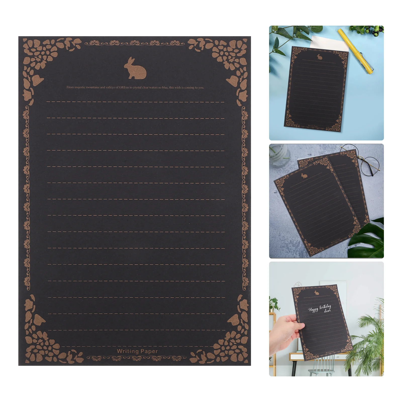 

Шикарная ретро-бумага для письма, 50 листов, винтажные канцелярские принадлежности для письма, для поздравительных открыток и приглашений, тонкая отделка, уникальные узоры