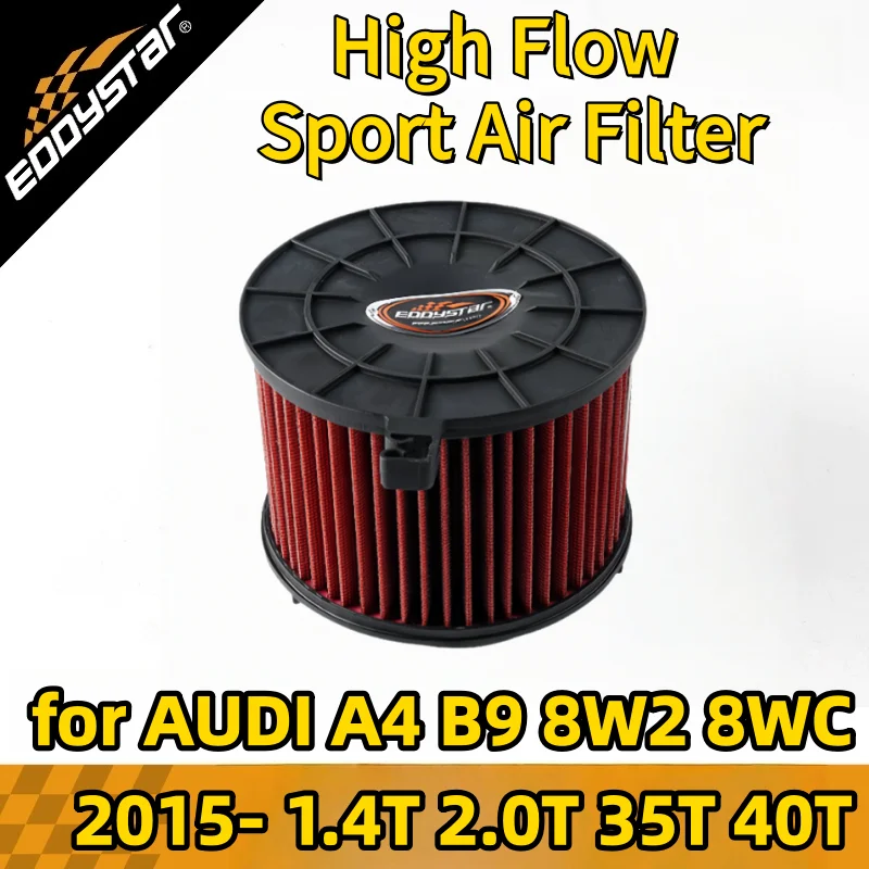 High Flow Sport Air Filter for AUDI A4 B9 8W2 8WC 2015- 1.4T 2.0T 35T 40T Mild Hybrid Washable Racing Intake Filters
