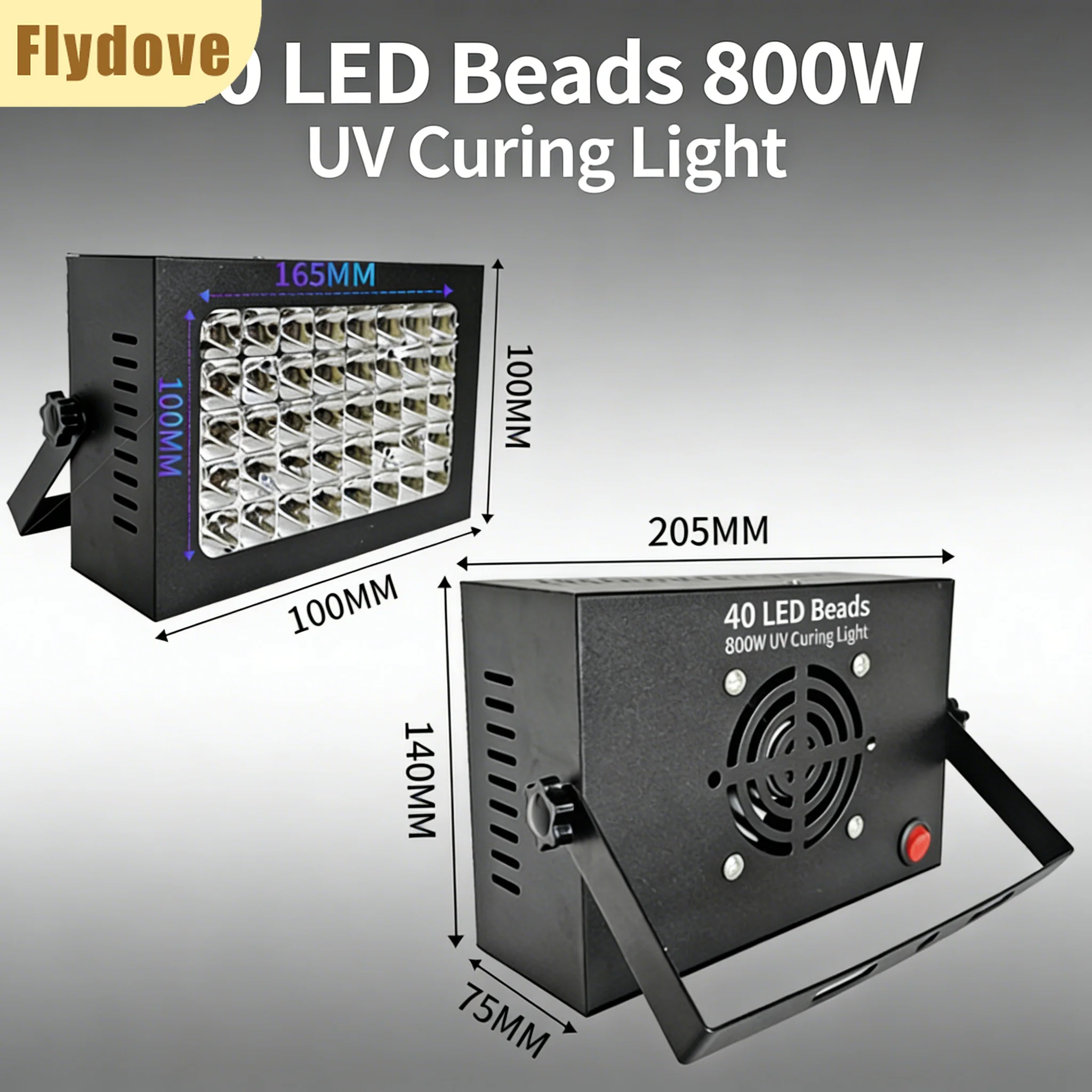 

20 Вт 365 нм 80 Вт УФ-лампа с воздушным охлаждением, светодиодная, с конденсаторным дизайном, высокомощная, портативная, для ремонта печатных плат, работы с зеленым маслом и смолой