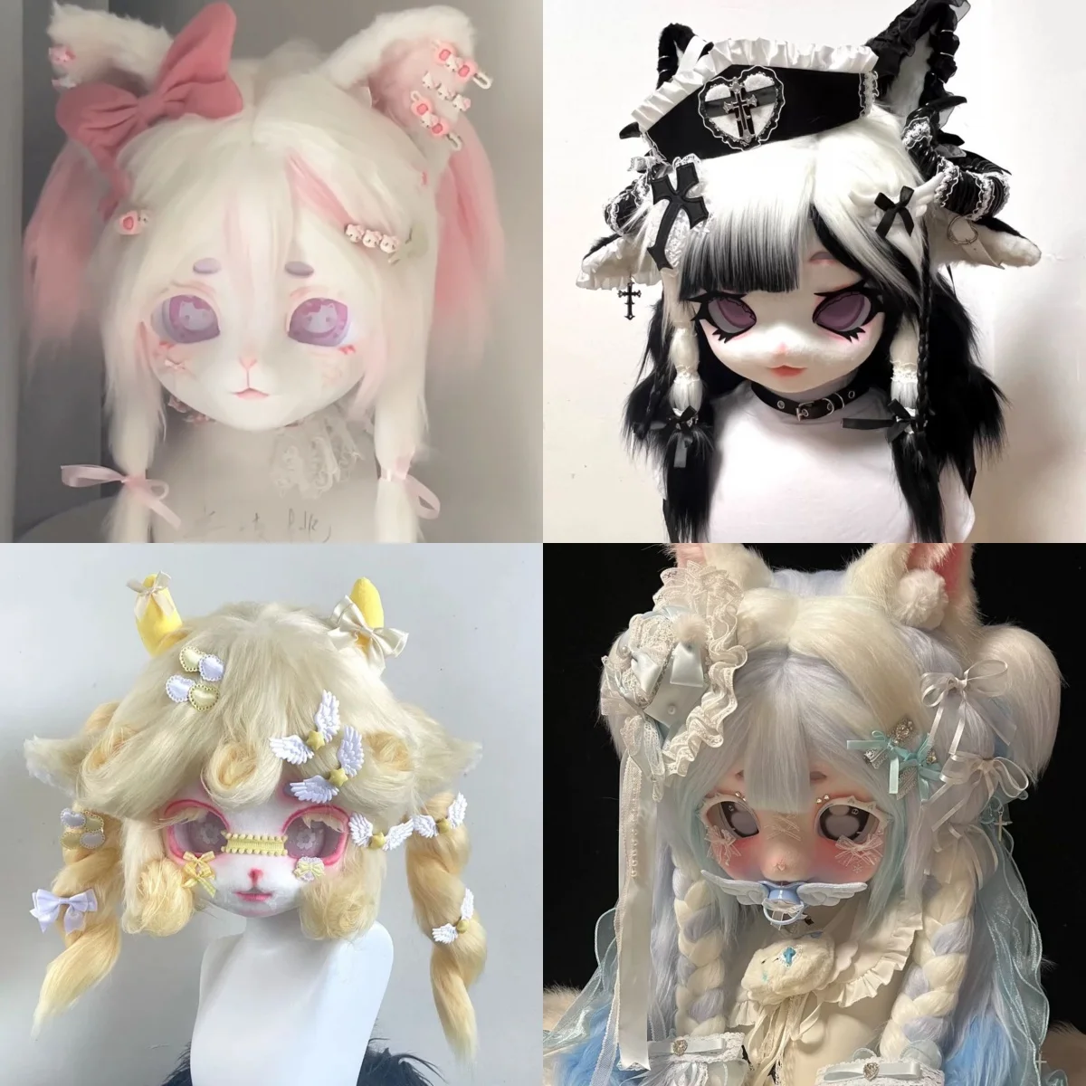 

Animal Costume Kig Series Animal Head Products Anime Exhibition Wearable Headgear Lolita Dress Up Kawaii Doll Headwear