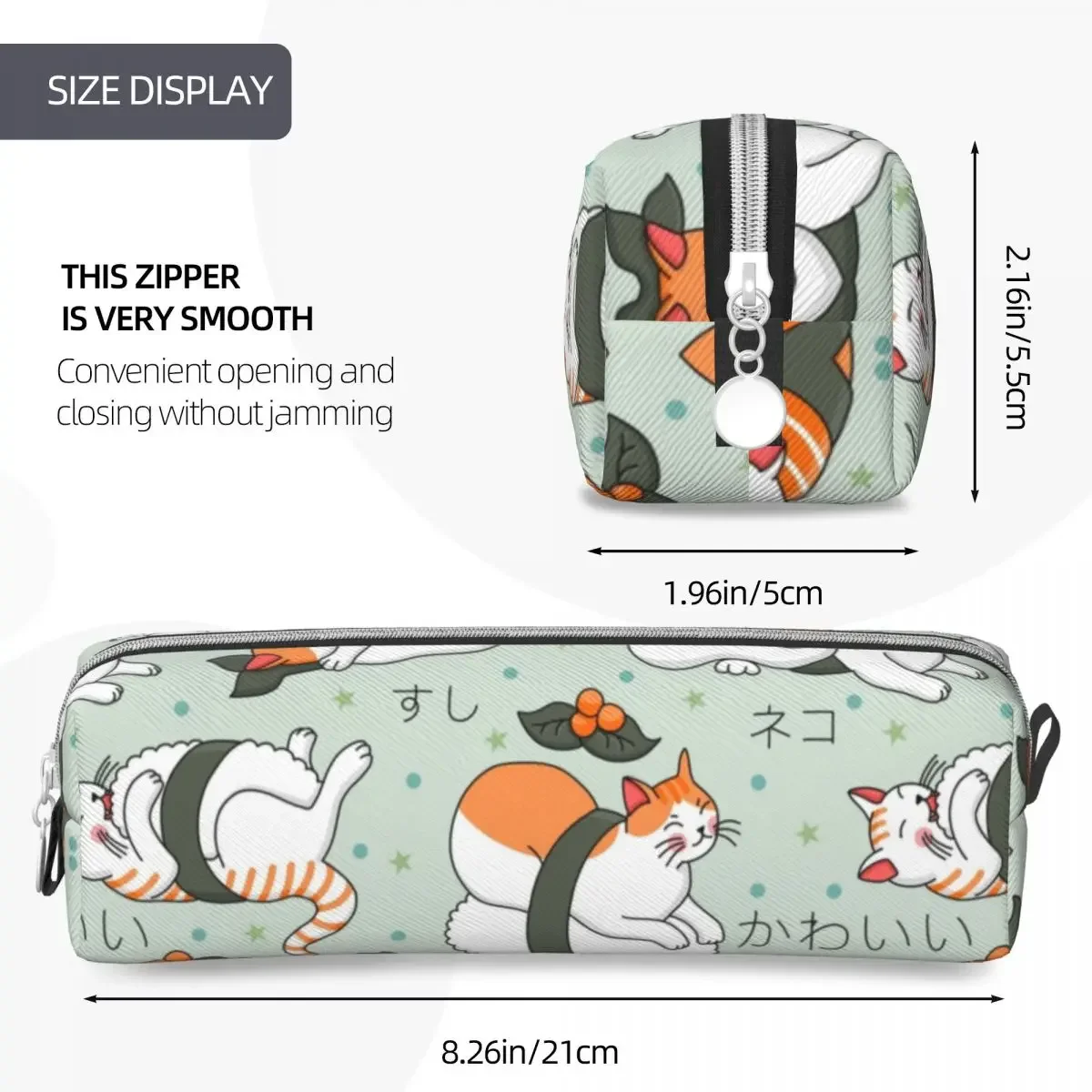 Kawaii Neko Sushi Cat Pencil Case Japan Pen Box Bag Girl Boy Large Storage School Supplies Cosmetic Pencil Box