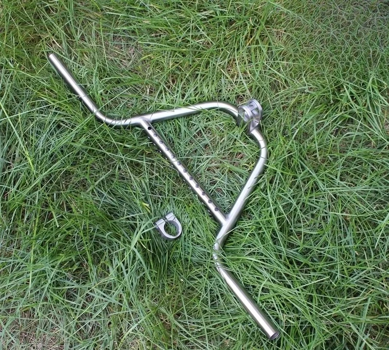 

Titanium BMX Bicycle Handlebar with Integrated Stem, 601 to 700mm Width 32.6 to 35mm Clamp, Bike Handlebar Combo