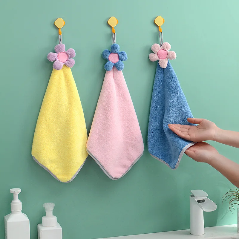 

Coral Fleece Dry Hair Hand Towel Sun Flower Kitchen Bathroom Quick-dry Soft Absorbent Handkerchief Skin-friendly Terry Towels