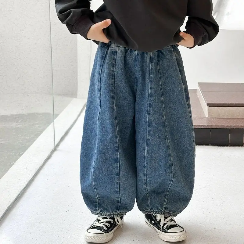 

Children Pants Boys Jeans Spring and Autumn 2025 New Children Loose and Casual Personality Wide Leg Pants Trendy
