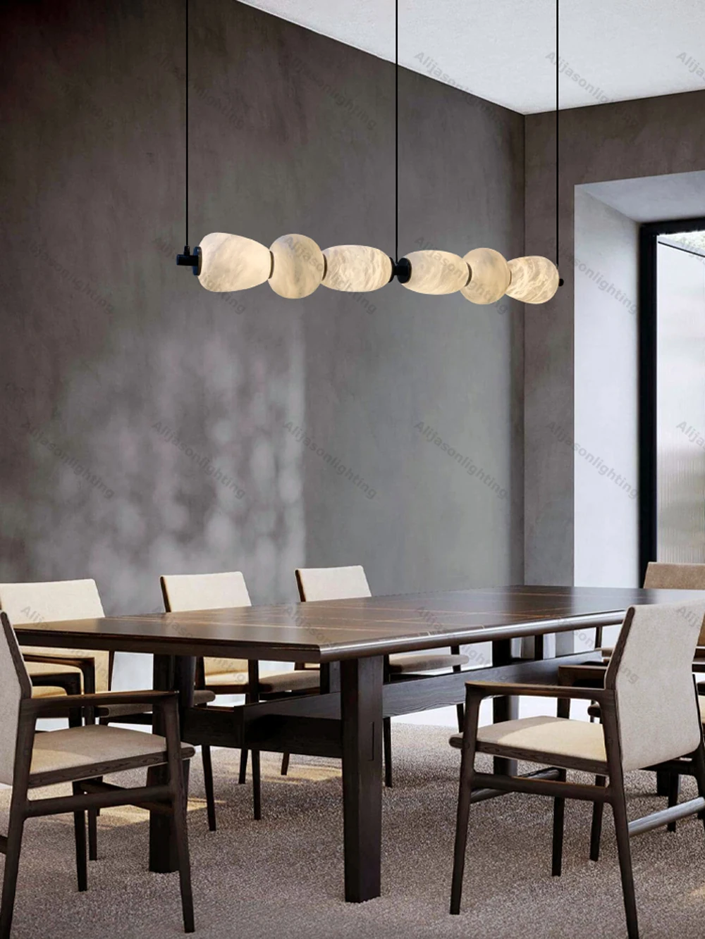 Natural Marble Cellection Black Chrome Designer Dimmable LED Hanging Lamps Lustre.Pendant