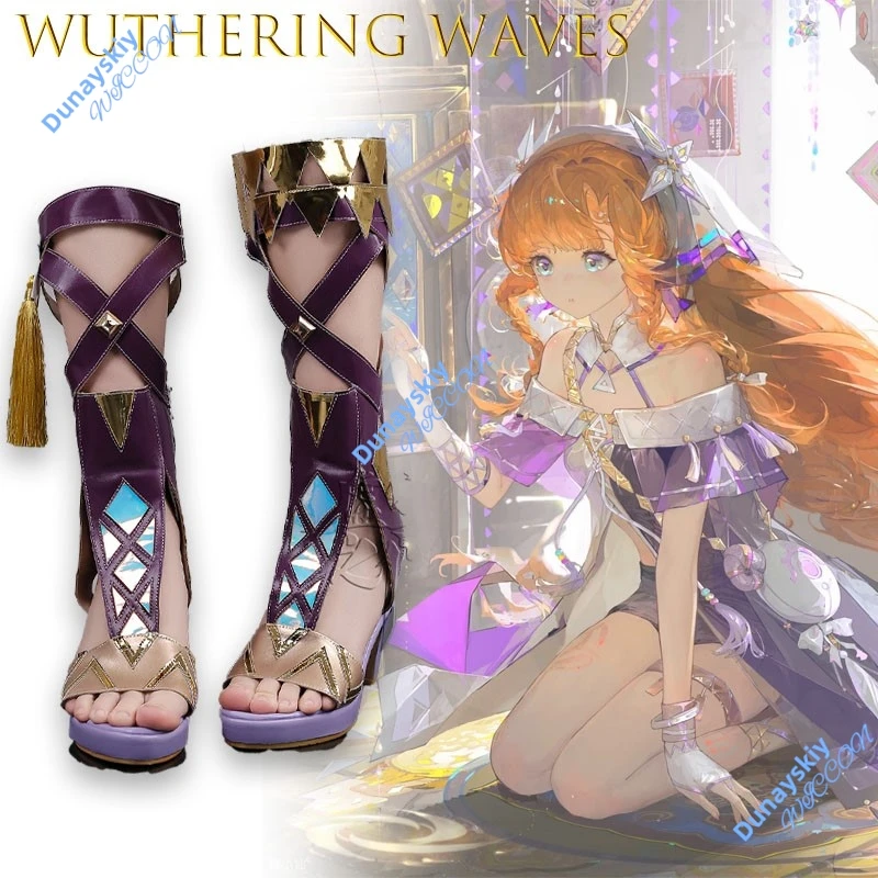 

Ботинки для косплея по аниме-игре Wuthering Waves Sigrid, женские ботинки на высоком каблуке, для фестивалей, Хэллоуина, вечеринок, ролевых игр
