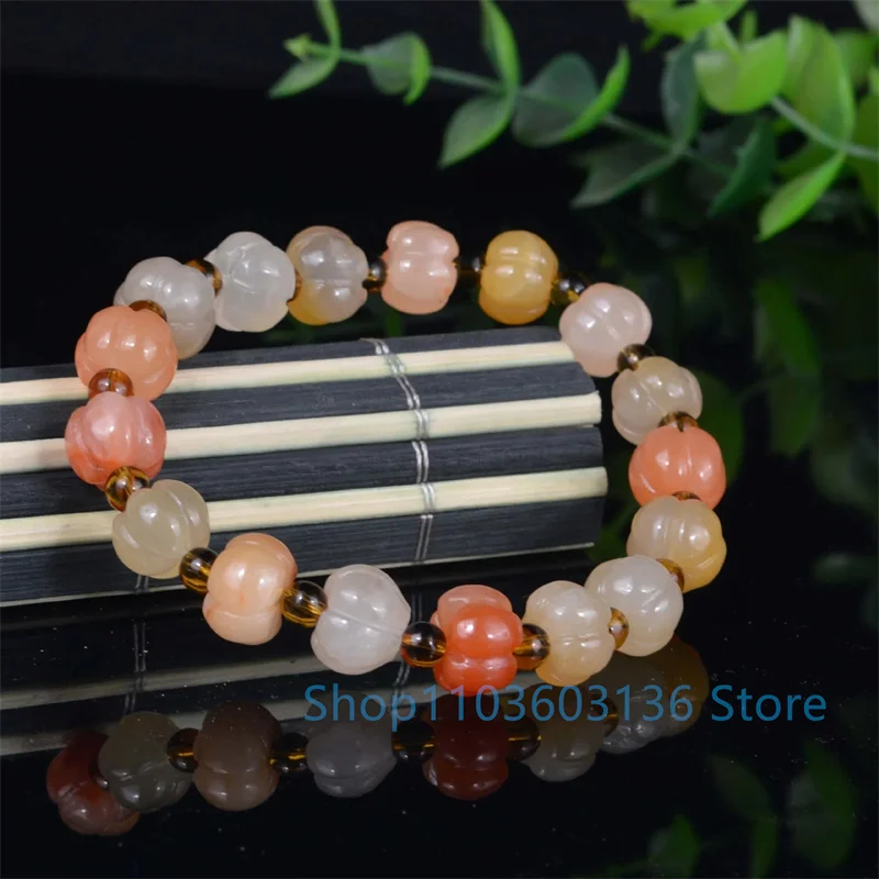 High quality Online Celebrity High Quality Gold Silk Jade Bracelet Natural Authentic Gold Silk Jade Lantern Bracelet