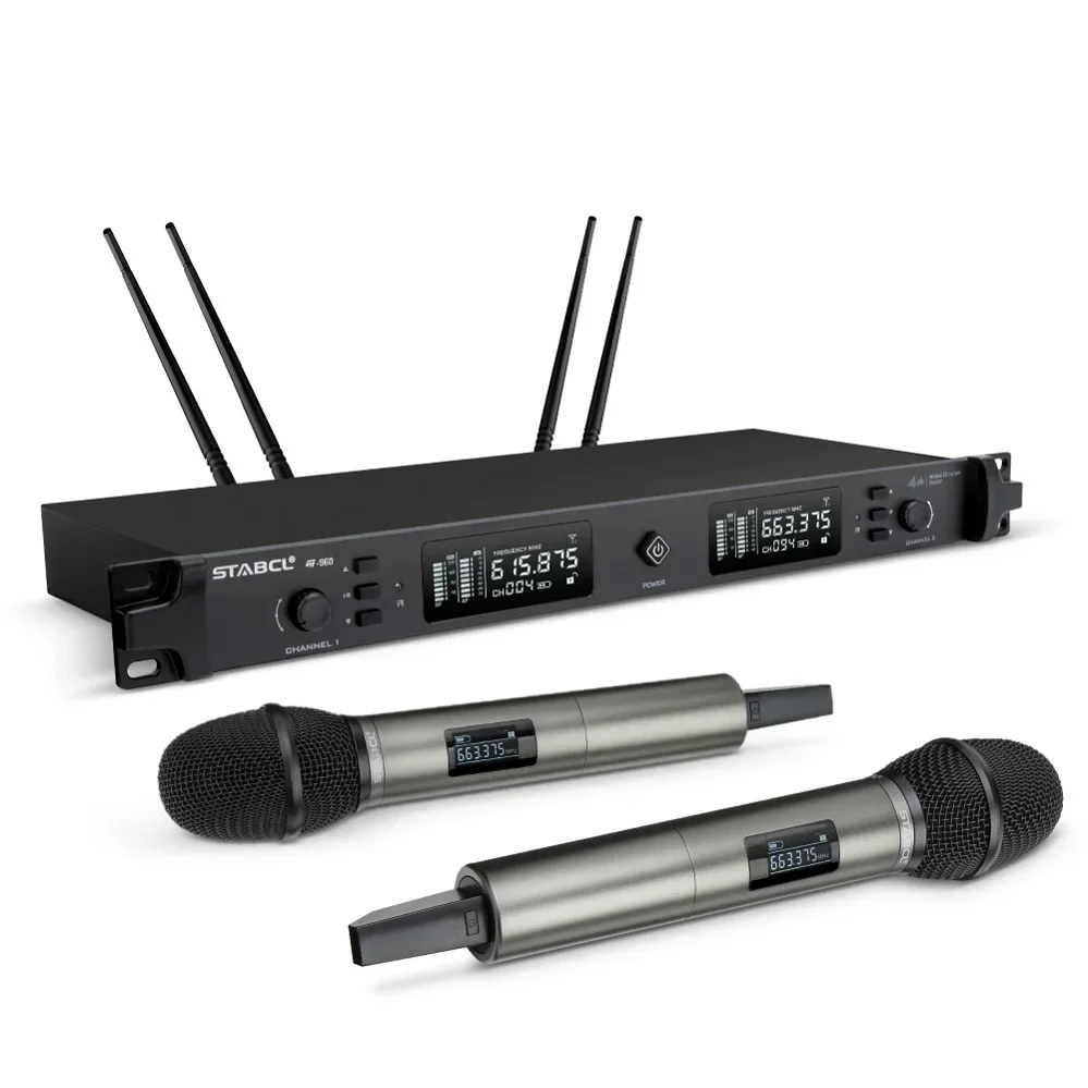 ST-960 500 meters UHF  microphone wireless professional  2 channels receive cordless mic for church  speech Stage performance