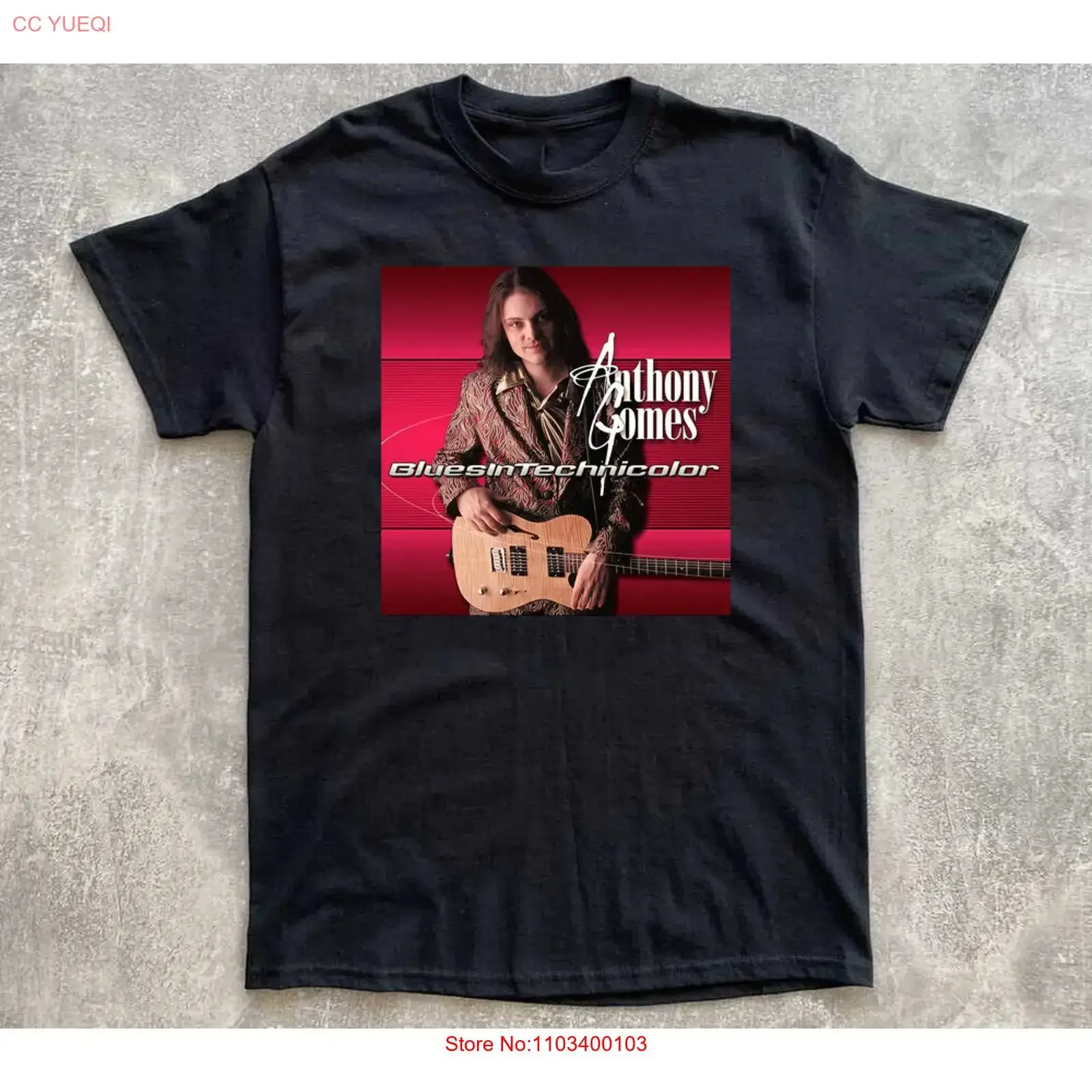 Camiseta Preta Vintage Anthony Gomes Blues In Technicolor Album S 5XL HD881 Lavada Respirável Versátil Elástica