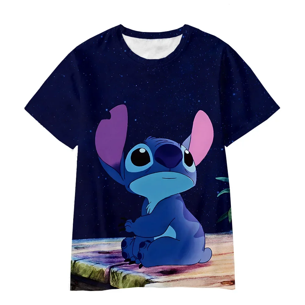 Stitch Boys and Girls T-shirt Disney Children's T-shirt 3D Printing Oversized Short Sleeve Summer Men's T-shirt New Menswear