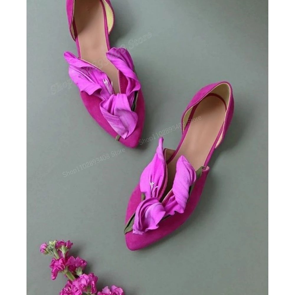 Mutilcolor Shallow Flower Design Pointed Toe Pumps Flat with Comfort Concise Fashion Sexy Women Shoes 2024 Zapatos Para Mujere