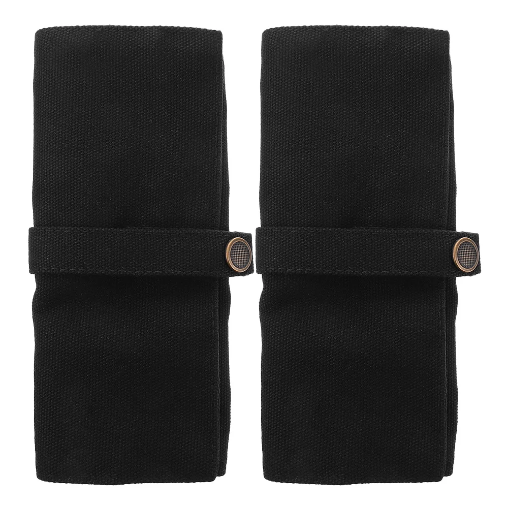 2Pcs Watch Organizer Roll Canvas Travel Durable Large Capacity Watch Band Storage Pouch Portable Carrying Case