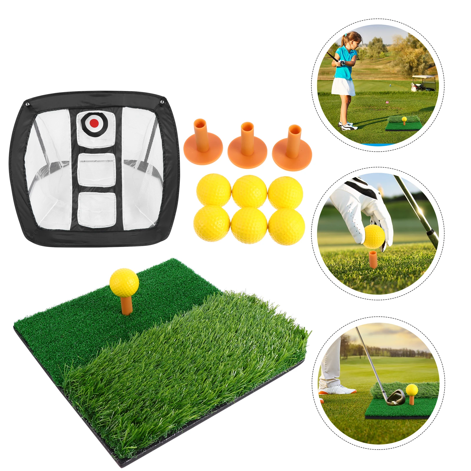 

3pcs Portable Golf Practice Net Set Nylon Foldable Training Aids Stable Frame Net for Family Friends