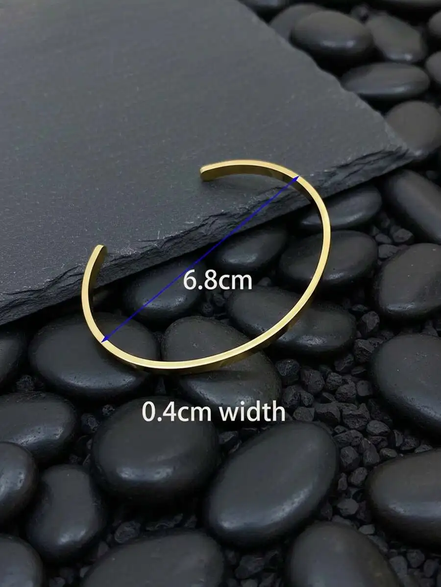 Juego de 3 Pulseras Ajustables en Forma de C para Hombre, de Acero Inoxidable con Baño de Oro de 18K, para Uso Diario, Regalo