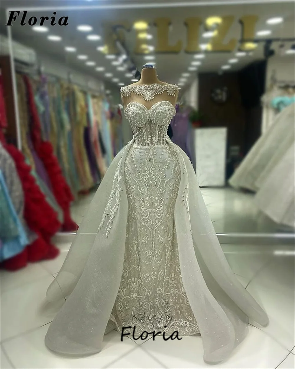 

Халаты 2 в 1, вечерние платья с жемчугом для свадьбы, белые женские вечерние платья из бисера, коктейльное платье в африканском и арабском стиле 2024