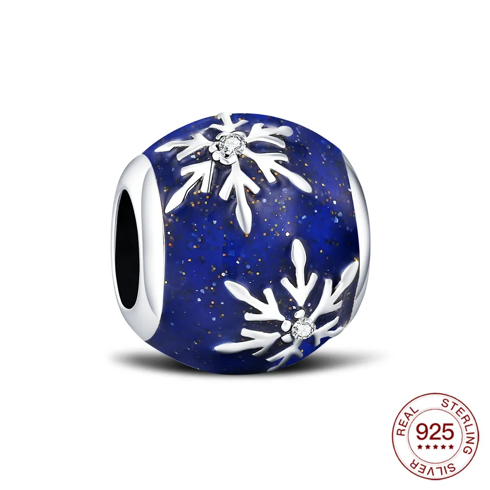 New Snow Charms Cute Christmas Blue Pendants Snowy Night Bead For Making DIY Handmade DIY Findings Accessories Necklace Jewelry