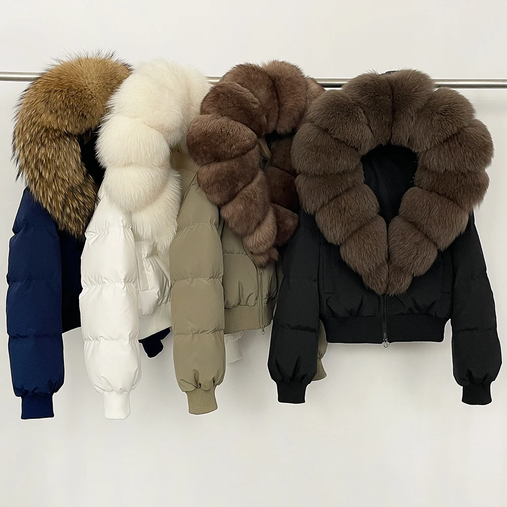 OFTBUY سترة الفراء الحقيقي المرأة معطف الشتاء مع غطاء محرك السيارة الملابس النسائية الاتجاه 2025 سترة الفراء الطبيعي المرأة ديمي الموسم سترة