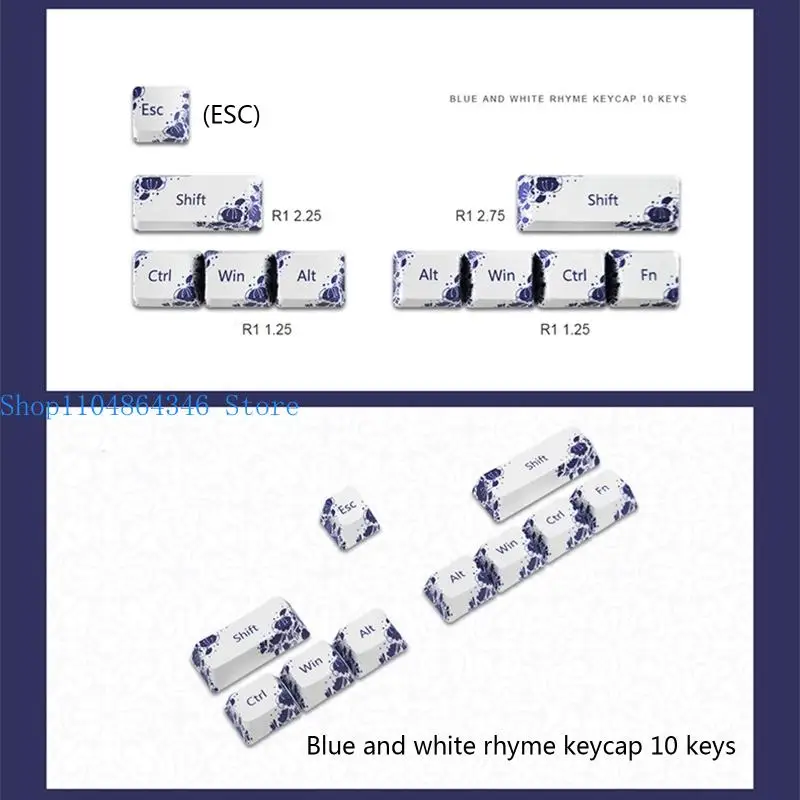 652F 10 Keys Chinese Keycap for R1 SHIFT ESC Large Keys Mechanical Keyboard Keycaps PBT OEM Dye Sub DIY