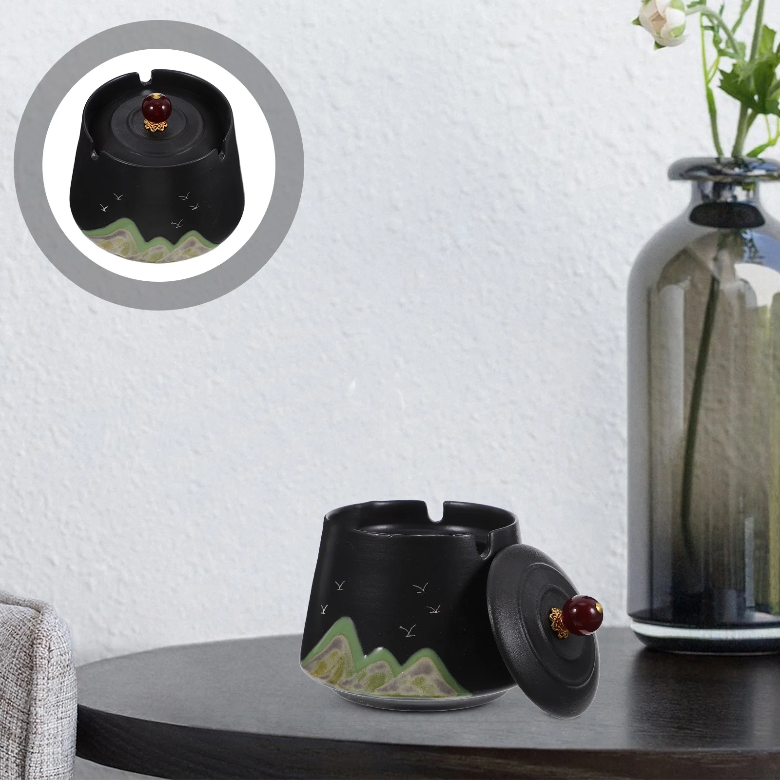 

Ashtray with Lid Outdoors Cigar Trays Indoor Ashtrays for Patio Smokers outside