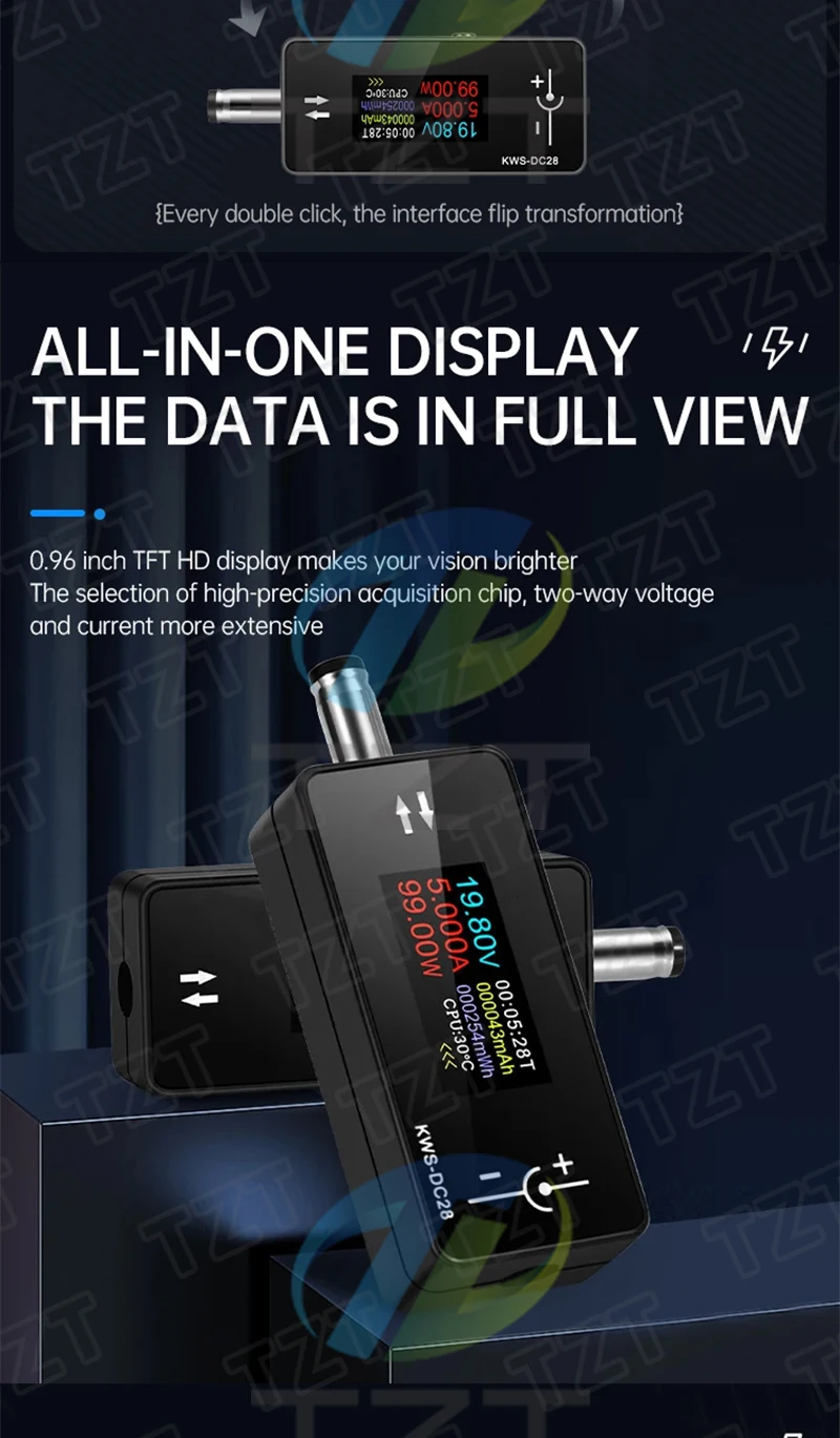 KWS-DC28 0,96 Zoll TFT HD Digitalanzeige DC-Spannungsmesser Leistungsmesser Handy-Ladetester Detektor Elektrikerwerkzeug – Detail 4