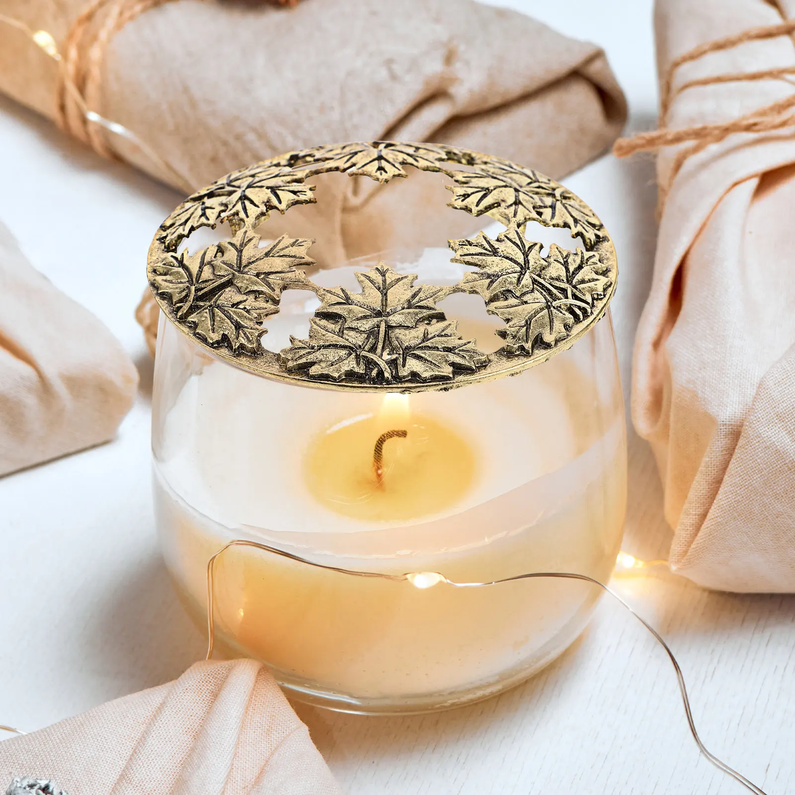 Alloy Smart Lid Cover Accessories For For Home Fall Decor Hollow Maple Leaf Topper Aromatherapy Dust Cap
