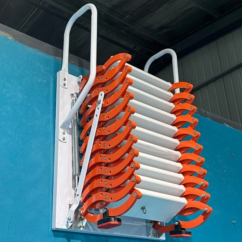 Heavy Duty Forged Retractable Attic Stairs, Folding Lift Staircase, Multi-functional Indoor Outdoor Telescoping Loft Ladder