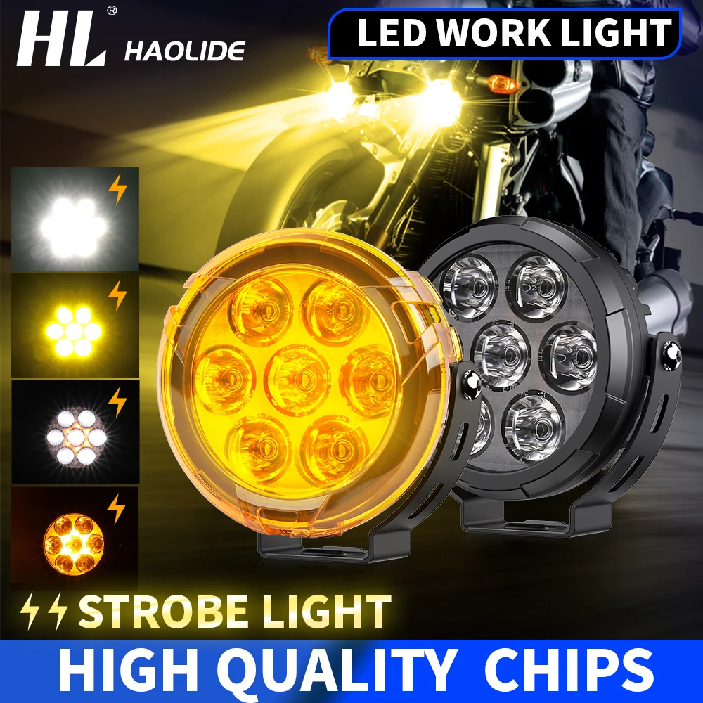 

HL 4.5" LED Work Light Spotlight Fog Lights Driving Lamp with Amber Mask Super Bright LED Driving Light For Motorcycle Truck 12V