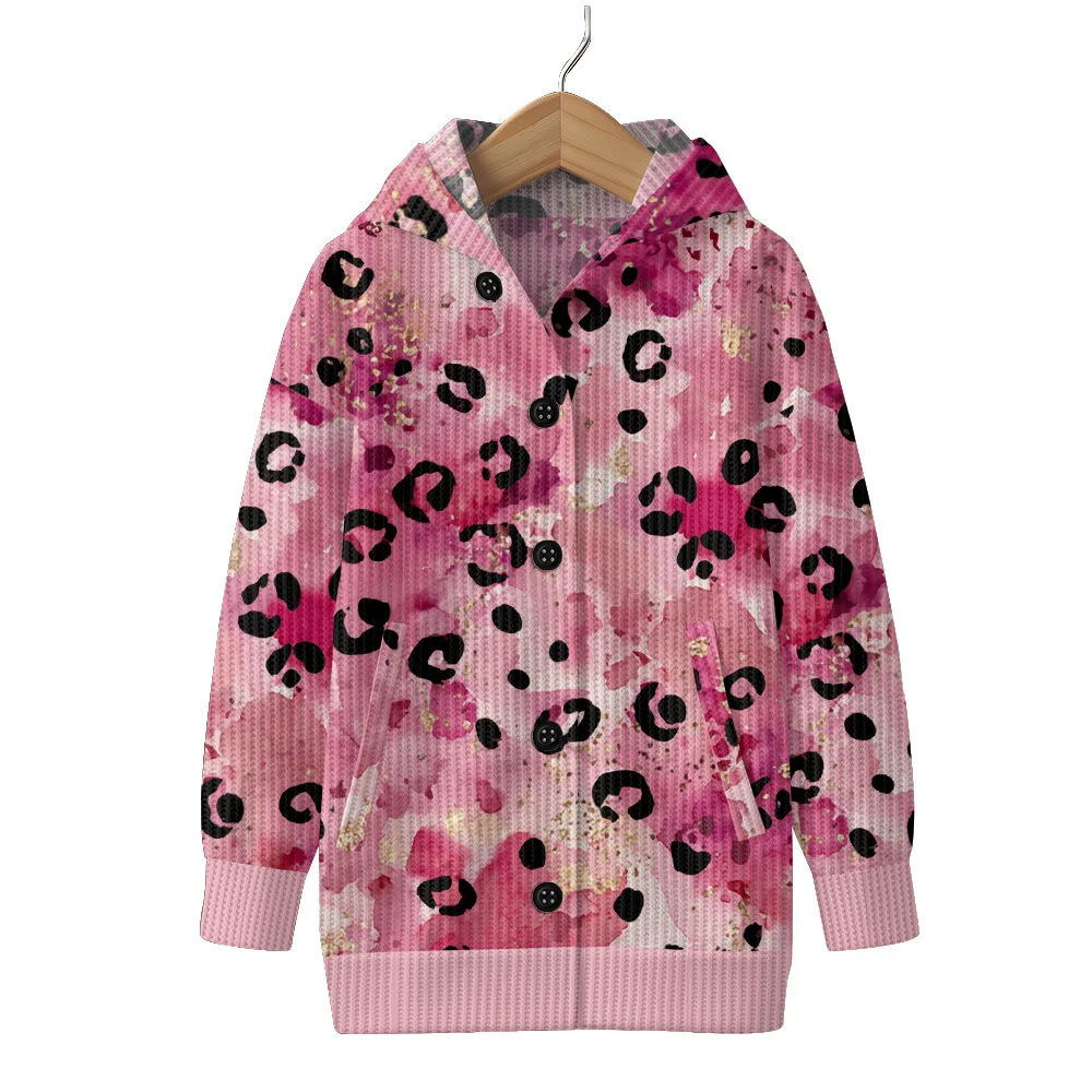 Women's Hooded Leopard Print Cardigan Button Front Long Sleeve Trendy Coat for Fall Cozy Casual Layering with Pockets Outerwear