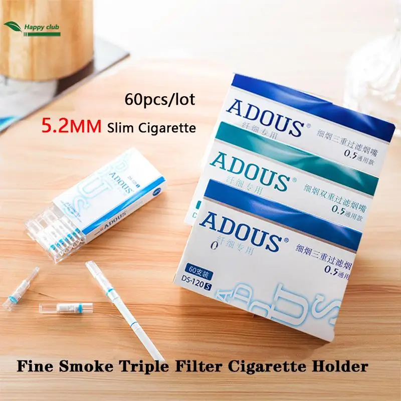 5.2mm Slim Woman Disposable 5mm fine smoke filter Cigarette Holder Triple Filter Mouthpiece lip smoking accessories gift for men