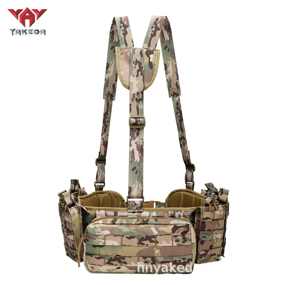 YAKEDA Tactical Vest Molle Belt Hanging Bag 600D Polyester Y-Shaped Adjustable Ultralight Military Combat Waist Accessory Bag