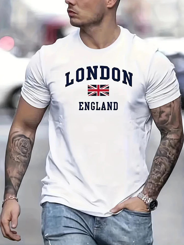 

2025 3D London Printed Men's Fashion T-Shirt Urban Street Style Men's Short-Sleeved Shirt Outdoor Sports Men's Fitness T-Shirt