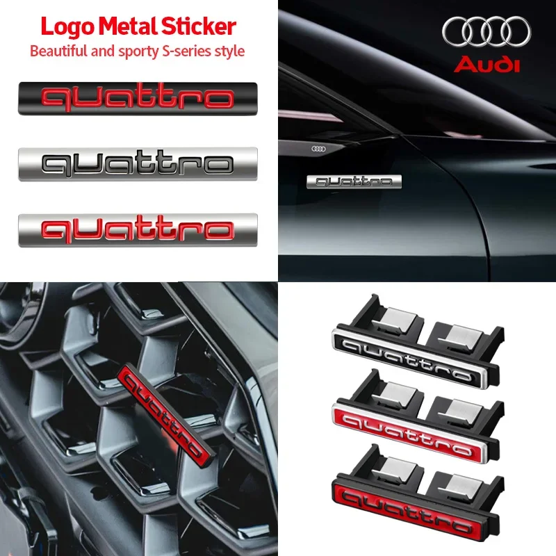 المعادن Quattro شعار الجبهة شواء شارة شعار ملصق الشارات لأودي كواترو سلاين RS A4 B8 B6 B7 B9 A3 8P 8V 8L A6 C7