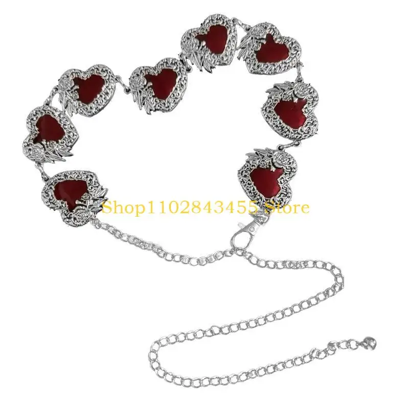 

49MC Поясная цепочка в форме сердца Декоративный поясной ремень Эстетический пояс-цепочка Блестящий пояс для платья