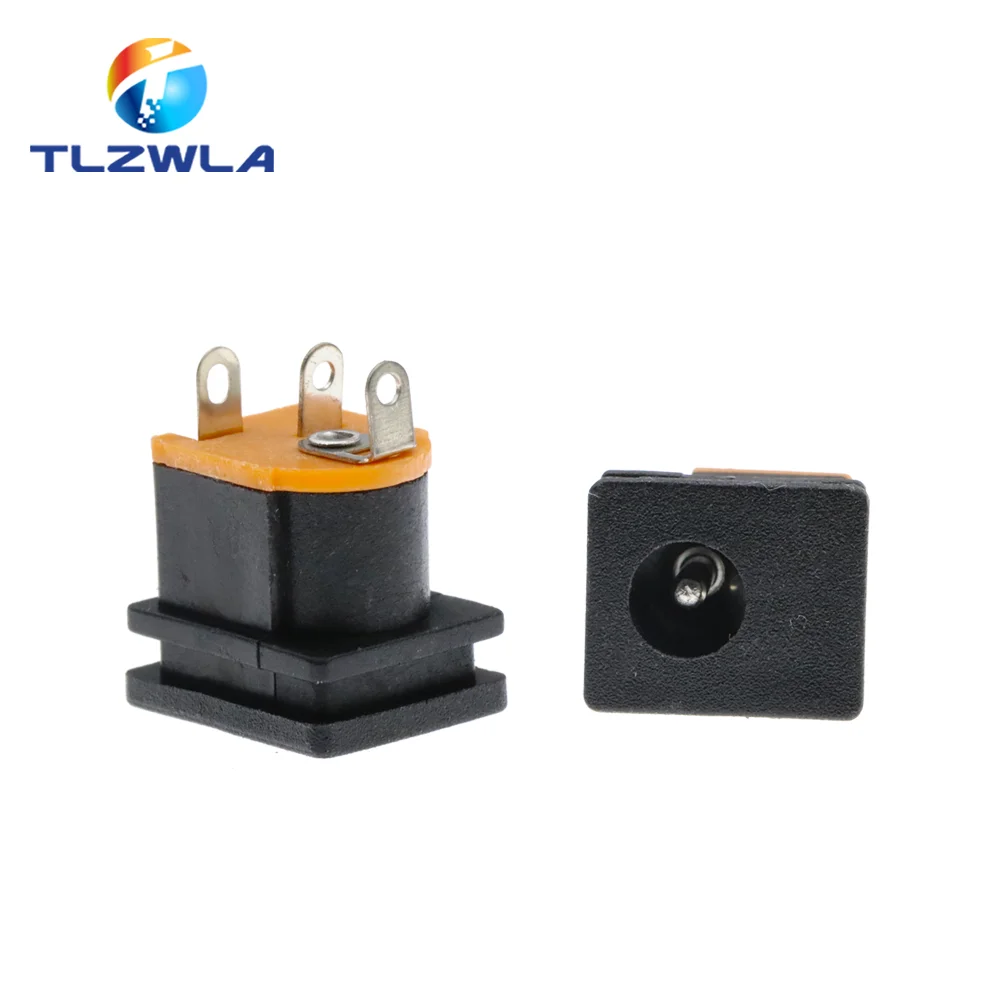 10PCS DC Power Socket DC-015 Jack 5.5X2.5MM Square Panel Mounting 5.5X2.1MM 5.5*2.1 mm DC Socket Connector DC015