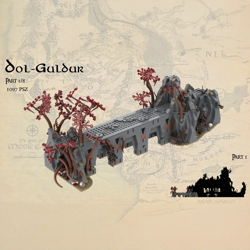 Dark Fortress Castle Challenge Ringen Filmuitbreiding MOC Bouwstenen Bakstenen Architectuur Fans Cadeau Display Kerstmis