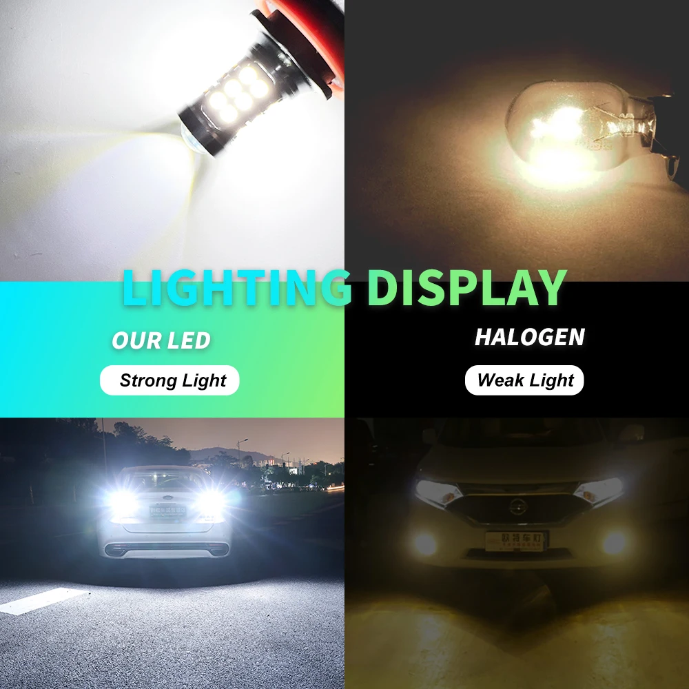 2Pcs H8 H11 Led Bulb HB4 Led Bulbs HB3 9006 9005 3030SMD Lights 2000LM 6000K 12V White Driving Running Car Lamp Auto Light Bulbs