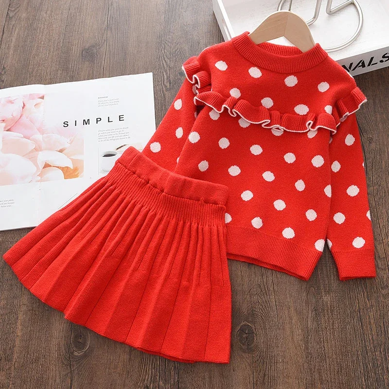 Girl Baby Winter Knitting Clothing Suits New New Fashion Autumn Kids Sweaters And Skirt Outfits 2Pcs Children Cute Costumes