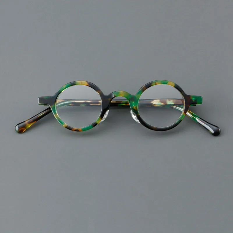 Vintage small oval Acette eyeglass frame suitable for men and women's colored tortoiseshell black small-sized eyeglass