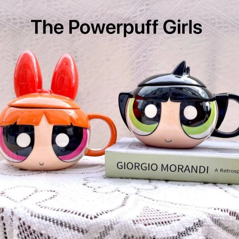 The Powerpuff Girls Blossom mug with cute cartoons around it Ceramic mug with lid creative couple creative birthday gift kaway