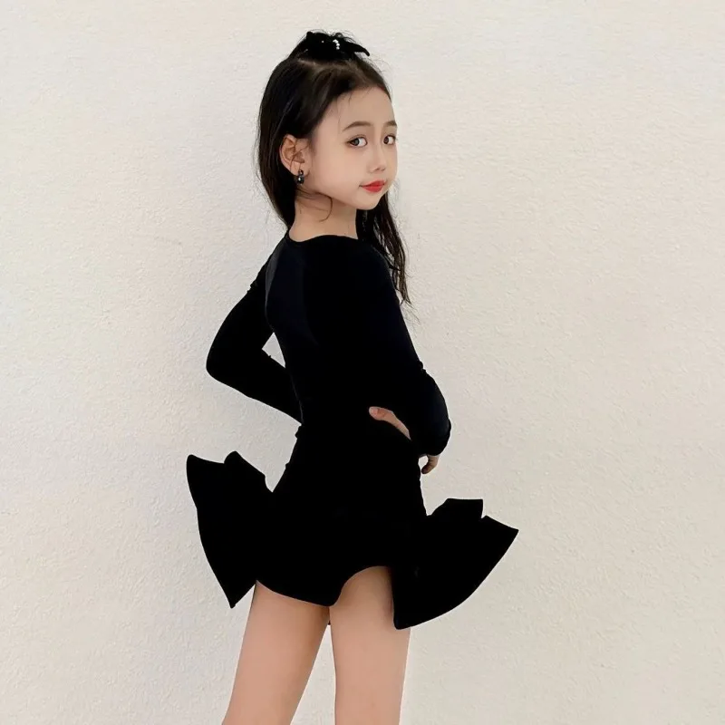 Customized Children's Latin Dance Costume Girls' Cha Cha Samba Training and Grading Competition Dance Skirt Performance Suit