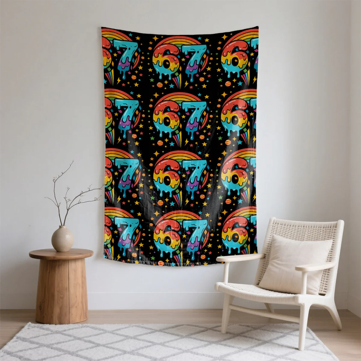 Repeating 67 dripping with rainbows Digital printing polyester wall tapestry suitable for use in living rooms offices bars party
