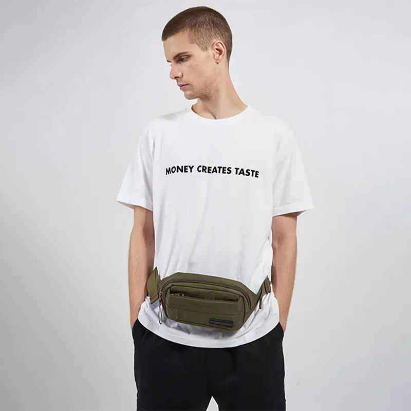 남성용 자원 봉사 허리 가방 2023 새로운 세련된 멀티 포켓 캐주얼 빈티지 전화 솔리드 방수 통근자 크로스 바디 백 1713-09