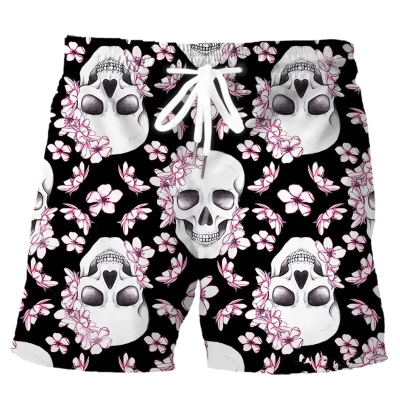 Summer Fashion Skull Pattern Shorts Casual Men\'s 3D Printed Beach Summer Surfing and Swimming Shorts Men\'s Outdoor Shorts