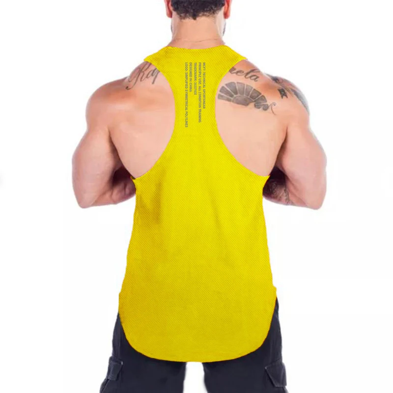 New Arrivals Bodybuilding stringer  Quick Dry man Mesh Gym sleeveless shirt men Fitness Vest Singlet sportswear workout tank top