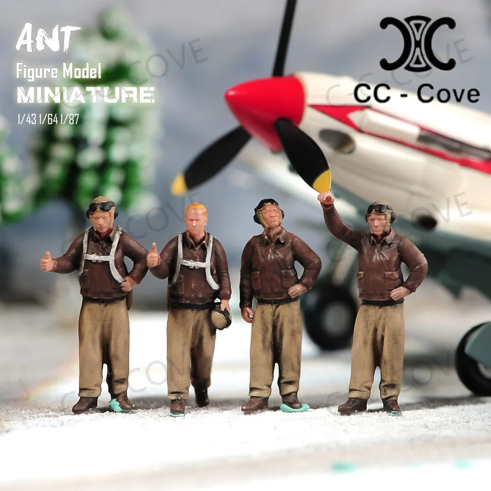 

Окрашенные миниатюры 1/43 1/64 1/72 1/87 A Team Of Four Fighter Pilots, неокрашенная фигурка, модель игрушки, украшение для подарка