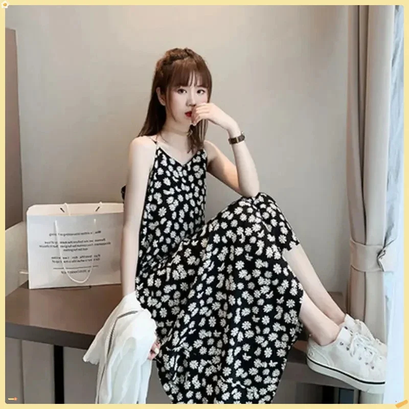 

Шифоновое платье с цветочным принтом «Ромашка» 2025 года, сказочная юбка для похудения, супер сказочная лесная система, платье с французским ремешком для девочек